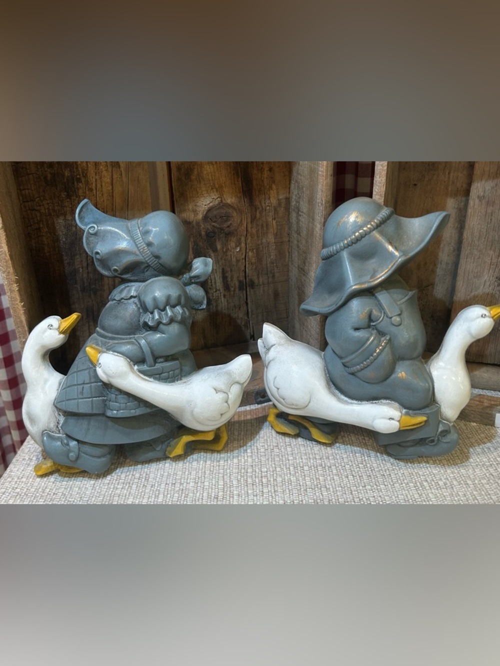 Burwood MCM 1988 Country Boy & Girl With Geese Plastic Wall Decor 6.6" x 8.6"